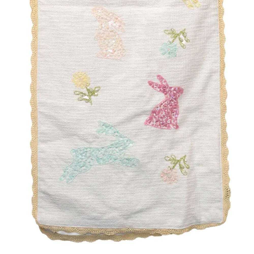 TAHARI HOME Easter Bunny Sequin Table Runner 14